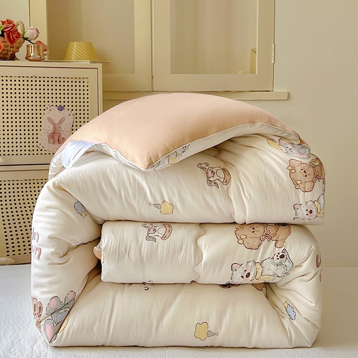 91家纺网 家纺一手货源 找家纺 （总）华誉 2025新款云感木棉皱皱纱双层纱A类超柔学生冬被被子被芯