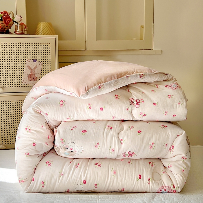 91家纺网 家纺一手货源 找家纺 （总）华誉 2025新款云感木棉皱皱纱双层纱A类超柔学生冬被被子被芯