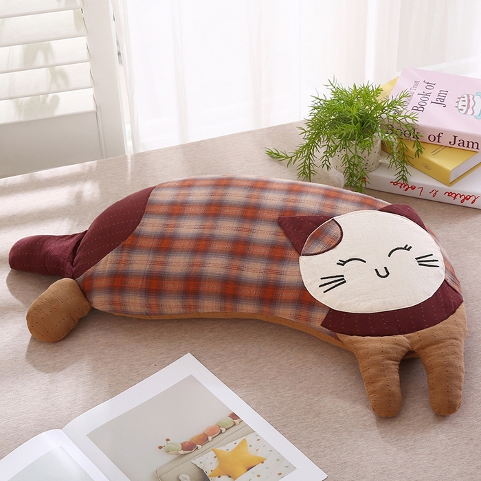 91家纺网 家纺一手货源 找家纺 金牛枕芯 2025新款可爱猫棉麻荞麦枕枕头枕芯-可爱猫系列 可爱猫-红色