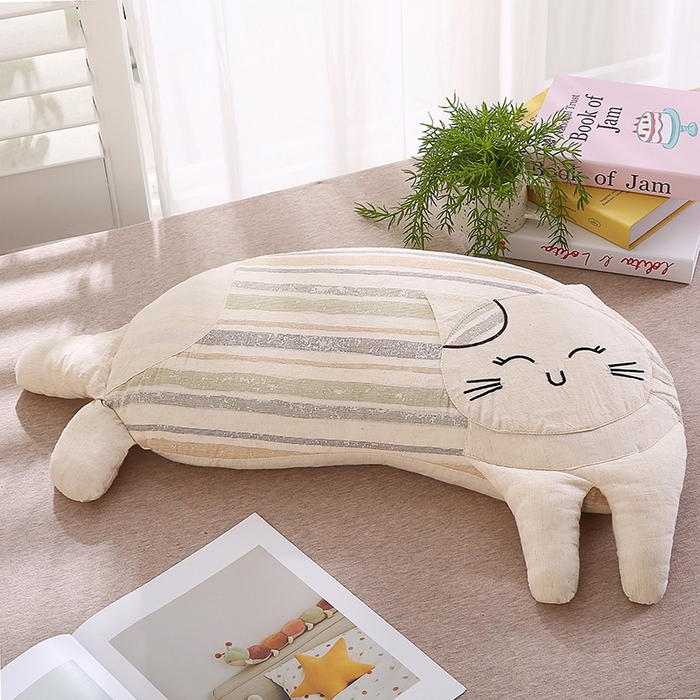 金牛枕芯 2025新款可爱猫棉麻荞麦枕枕头枕芯-可爱猫系列 可爱猫-兰咖