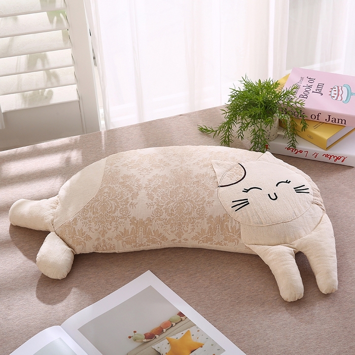 金牛枕芯 2025新款可爱猫棉麻荞麦枕枕头枕芯-可爱猫系列 可爱猫-米色