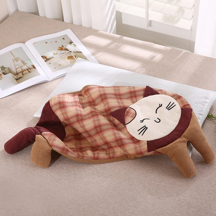 91家纺网 家纺一手货源 找家纺 金牛枕芯 2025新款可爱猫棉麻荞麦枕枕头枕芯-可爱猫系列 可爱猫-红色