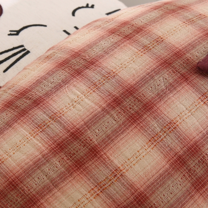 91家纺网 家纺一手货源 找家纺 金牛枕芯 2025新款可爱猫棉麻荞麦枕枕头枕芯-可爱猫系列 可爱猫-红色