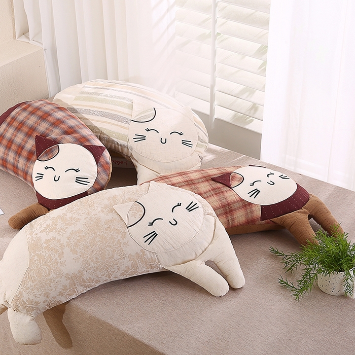 91家纺网 家纺一手货源 找家纺 金牛枕芯 2025新款可爱猫棉麻荞麦枕枕头枕芯-可爱猫系列 组合图仅供参考