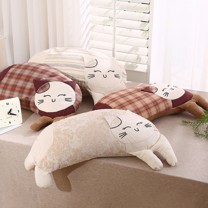 91家纺网 家纺一手货源 找家纺 金牛枕芯 2025新款可爱猫棉麻荞麦枕枕头枕芯-可爱猫系列 组合图仅供参考
