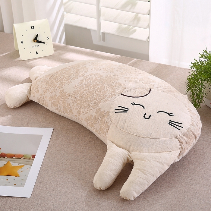 91家纺网 家纺一手货源 找家纺 金牛枕芯 2025新款可爱猫棉麻荞麦枕枕头枕芯-可爱猫系列 可爱猫-米色