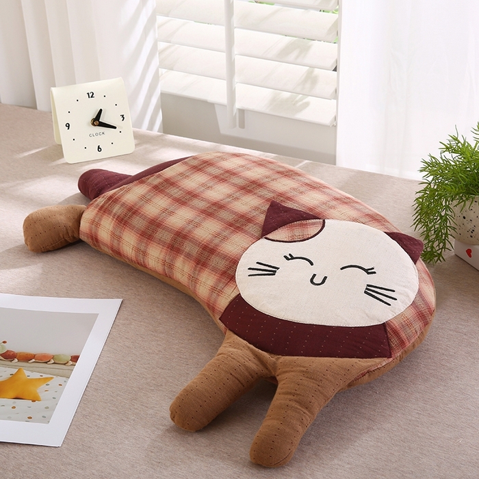 91家纺网 家纺一手货源 找家纺 金牛枕芯 2025新款可爱猫棉麻荞麦枕枕头枕芯-可爱猫系列 可爱猫-红色