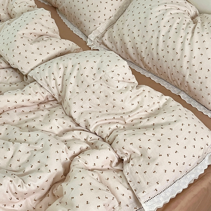 荣轩2025新款全棉双层纱镂空花边工艺款四件套（铺床版） 以茉