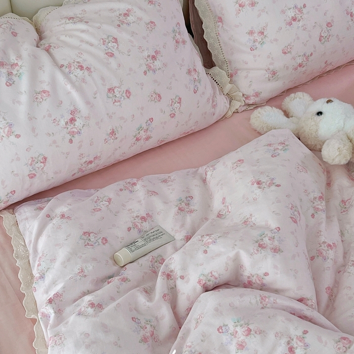 荣轩2025新款全棉双层纱镂空花边工艺款四件套（铺床版）予禾