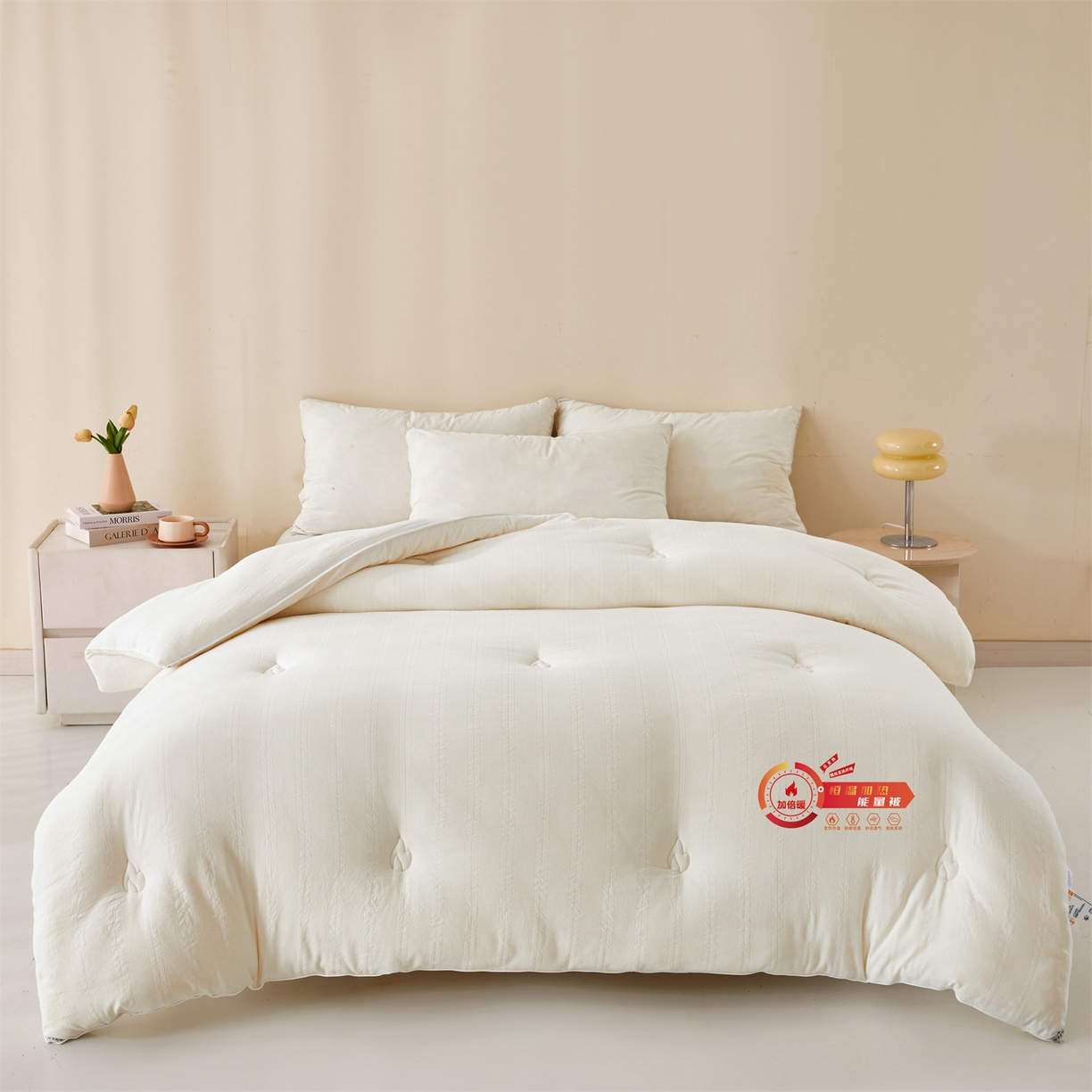 91家纺网 家纺一手货源 找家纺 帕芬鸟家纺 2025新款腈纶保温被发热被被子被芯冬被 发热被-云朵白