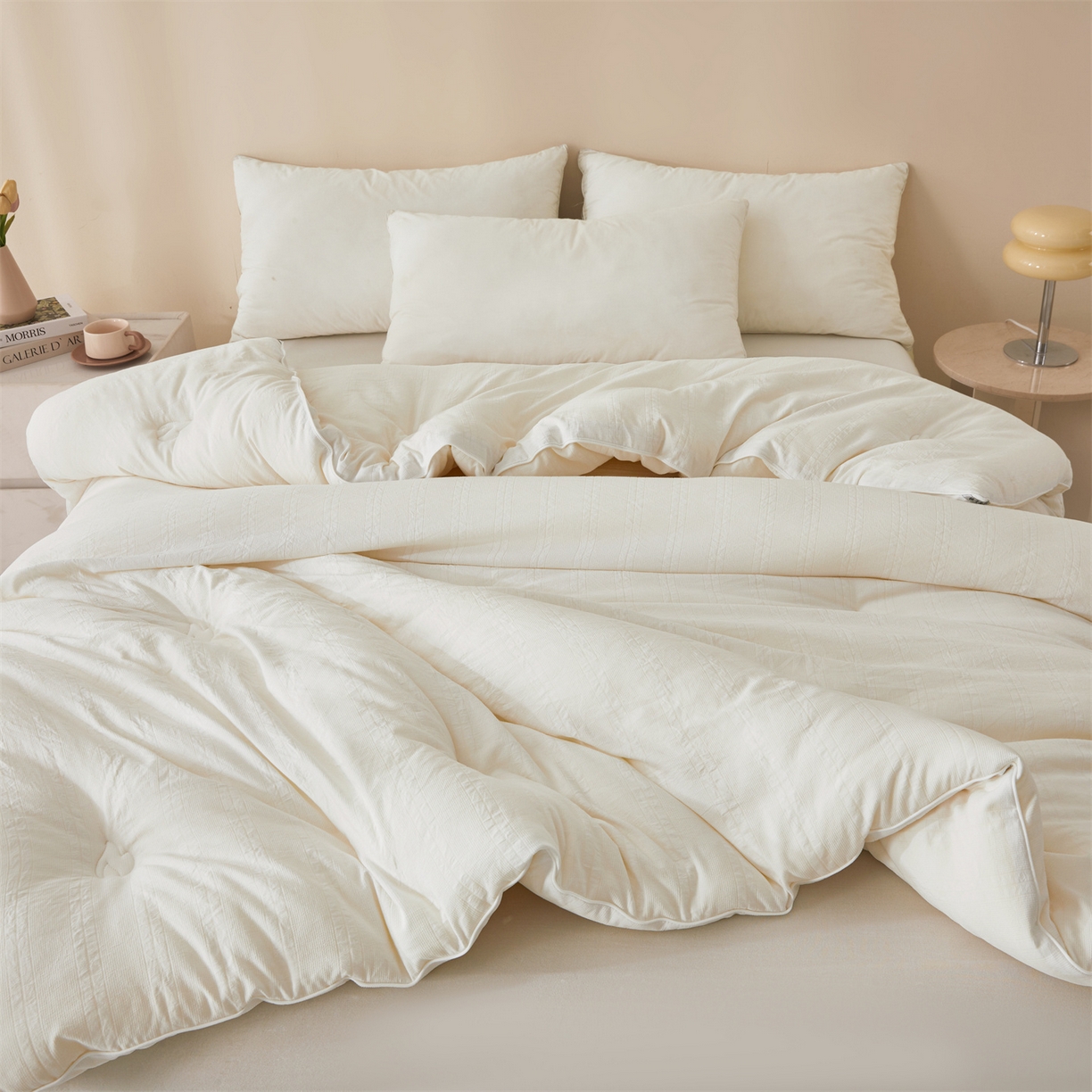 91家纺网 家纺一手货源 找家纺 帕芬鸟家纺 2025新款腈纶保温被发热被被子被芯冬被 发热被-云朵白