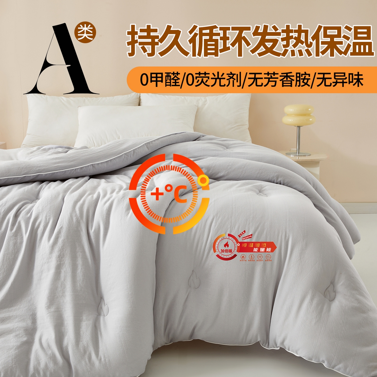 91家纺网 家纺一手货源 找家纺 帕芬鸟家纺 2025新款腈纶保温被发热被被子被芯冬被 发热被-时尚灰