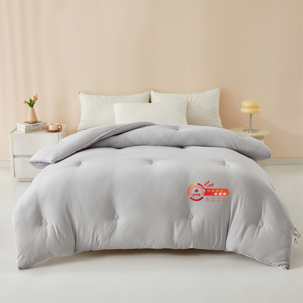 91家纺网 家纺一手货源 找家纺 帕芬鸟家纺 2025新款腈纶保温被发热被被子被芯冬被 发热被-时尚灰