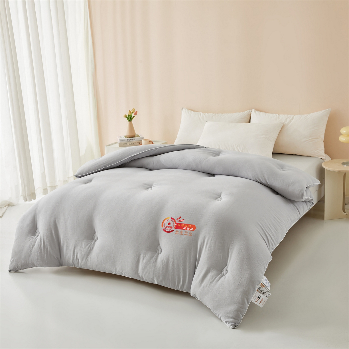 91家纺网 家纺一手货源 找家纺 帕芬鸟家纺 2025新款腈纶保温被发热被被子被芯冬被 发热被-时尚灰