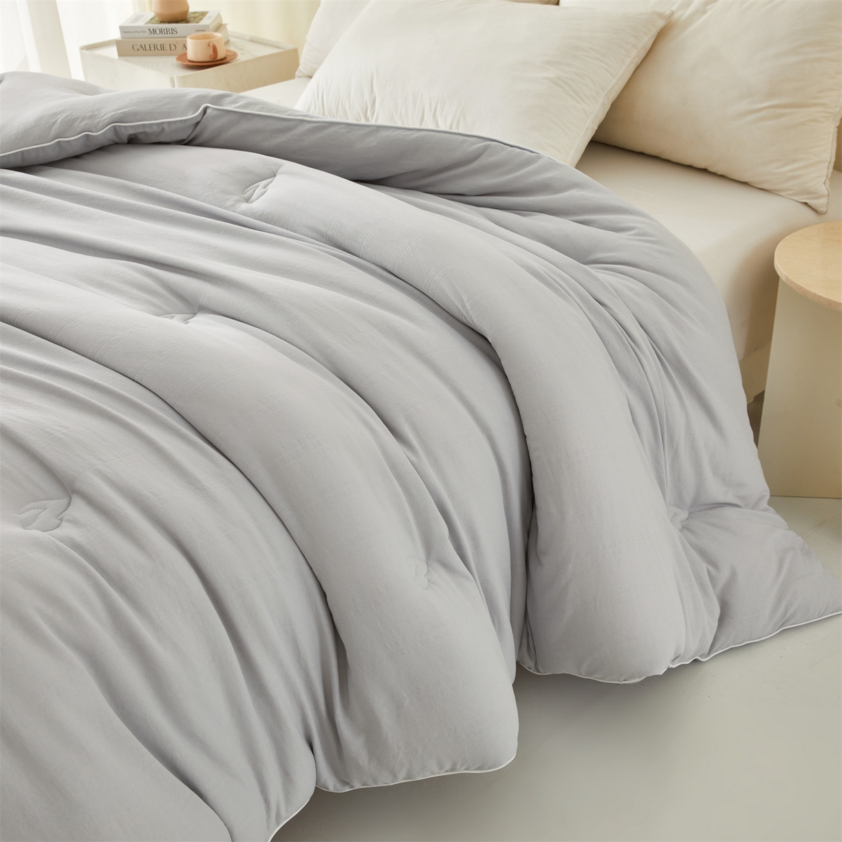 91家纺网 家纺一手货源 找家纺 帕芬鸟家纺 2025新款腈纶保温被发热被被子被芯冬被 发热被-时尚灰