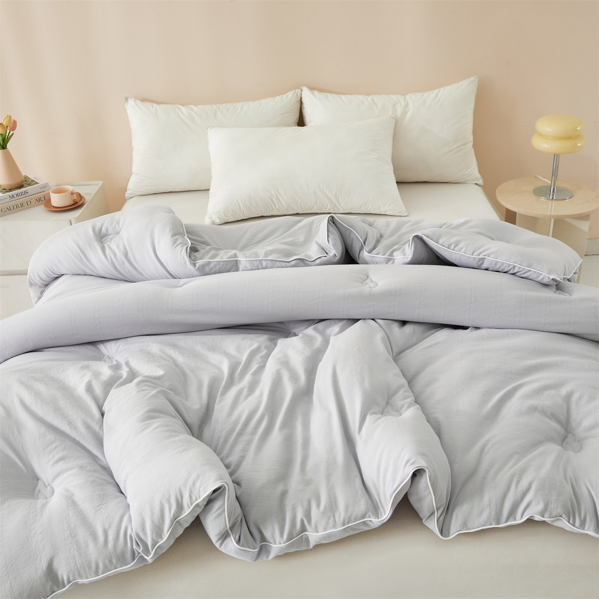 91家纺网 家纺一手货源 找家纺 帕芬鸟家纺 2025新款腈纶保温被发热被被子被芯冬被 发热被-时尚灰