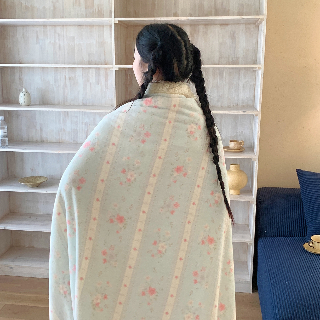 桃喜 2025新款牛奶绒羊羔绒毛毯 羊羔绒-馥郁蓝