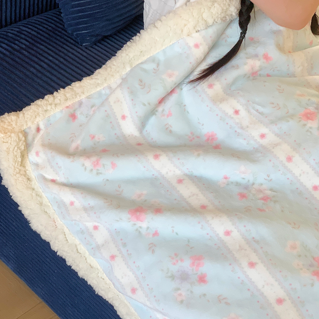 91家纺网 家纺一手货源 找家纺 桃喜 2025新款牛奶绒羊羔绒毛毯 羊羔绒-馥郁蓝