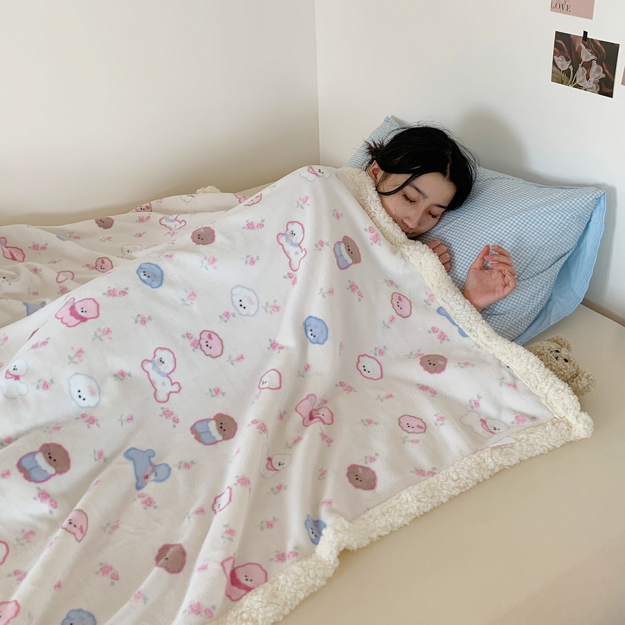 91家纺网 家纺一手货源 找家纺 桃喜 2025新款牛奶绒羊羔绒毛毯 羊羔绒-狗狗聚会