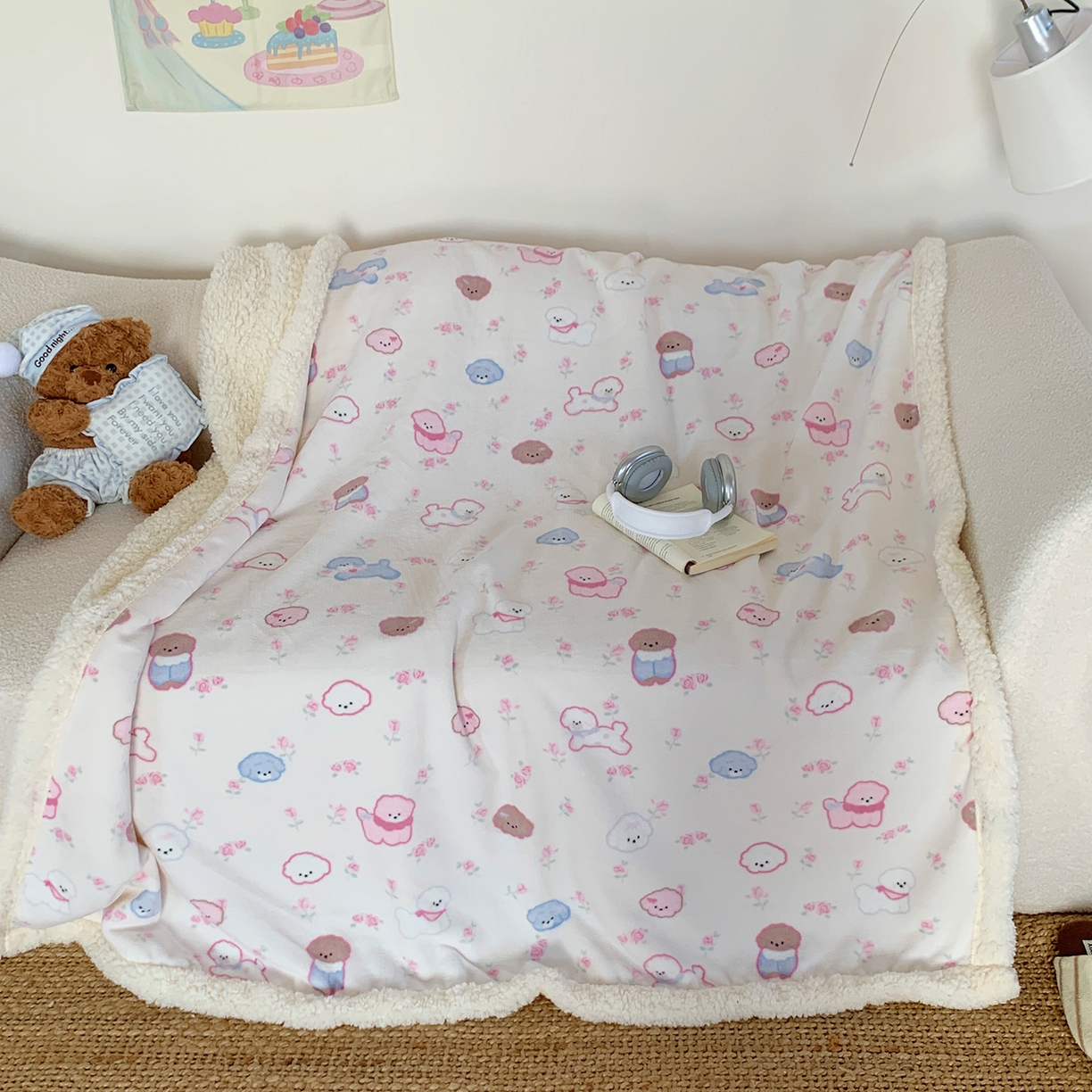 91家纺网 家纺一手货源 找家纺 桃喜 2025新款牛奶绒羊羔绒毛毯 羊羔绒-狗狗聚会