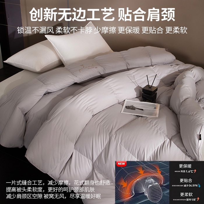 91家纺网 家纺一手货源 找家纺 晋瑞 红顶鹅绒馆 2025新款巴洛克无边被头鹅绒被（糯感） 巴洛克无边被头鹅绒被灰色