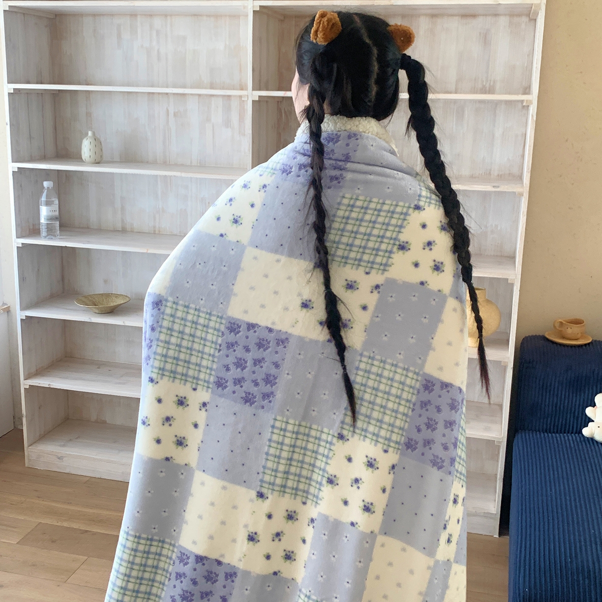 桃喜 2025新款牛奶绒羊羔绒毛毯 羊羔绒-蓝风玲