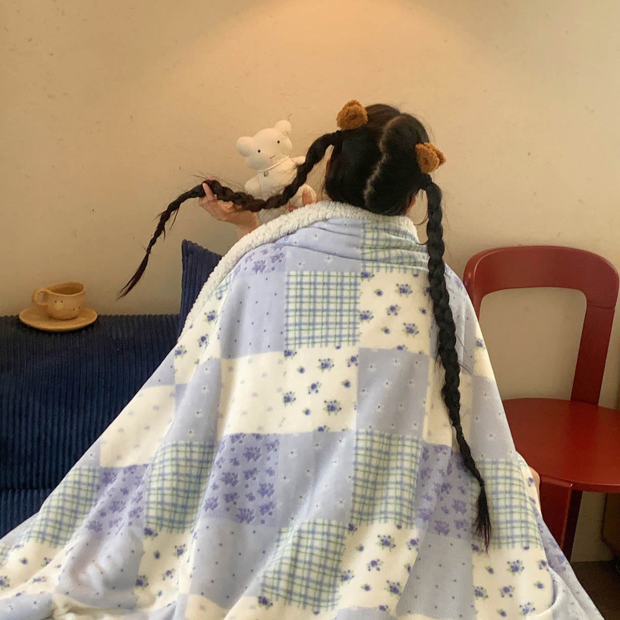 91家纺网 家纺一手货源 找家纺 桃喜 2025新款牛奶绒羊羔绒毛毯 羊羔绒-蓝风玲