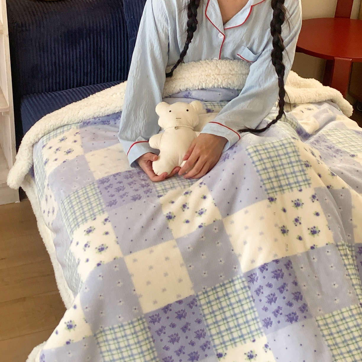 91家纺网 家纺一手货源 找家纺 桃喜 2025新款牛奶绒羊羔绒毛毯 羊羔绒-蓝风玲