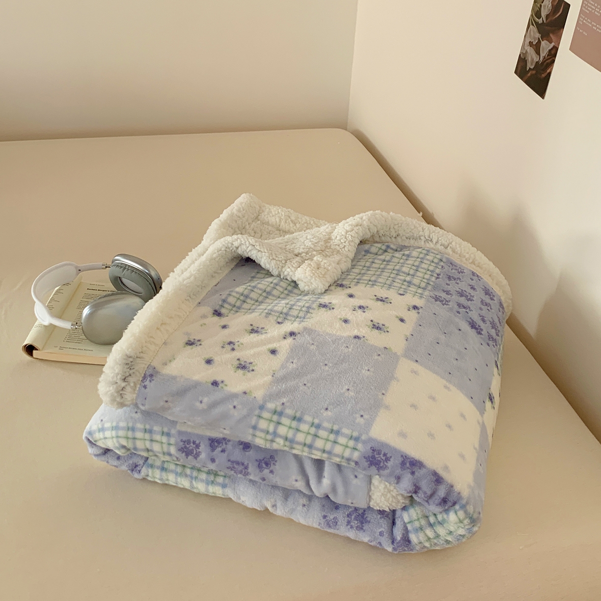 91家纺网 家纺一手货源 找家纺 桃喜 2025新款牛奶绒羊羔绒毛毯 羊羔绒-蓝风玲