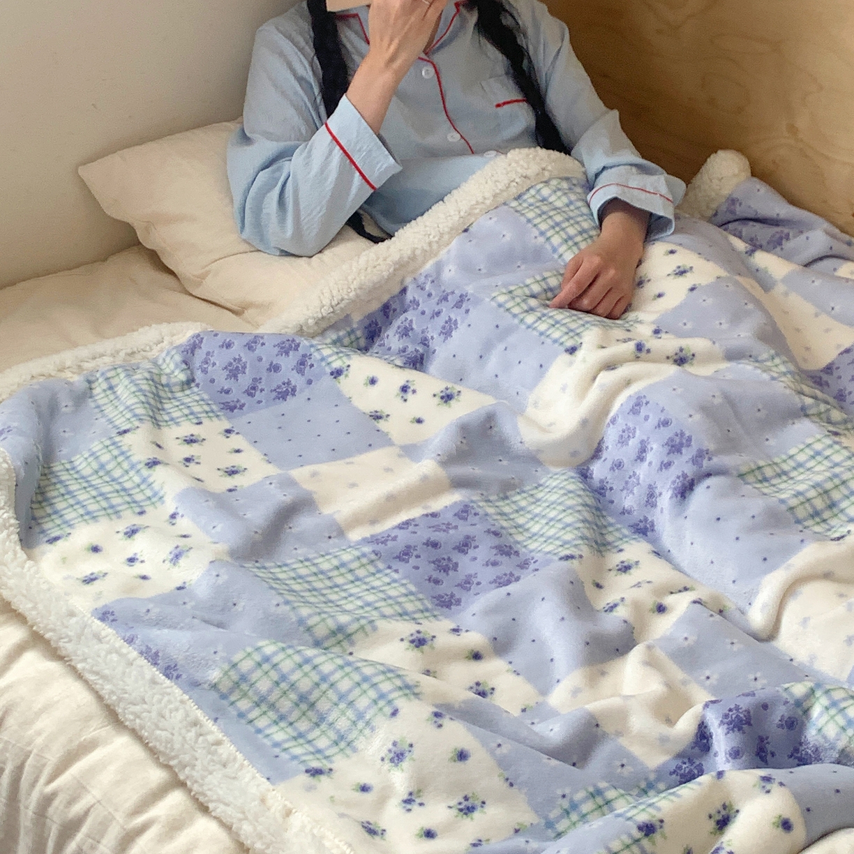 91家纺网 家纺一手货源 找家纺 桃喜 2025新款牛奶绒羊羔绒毛毯 羊羔绒-蓝风玲