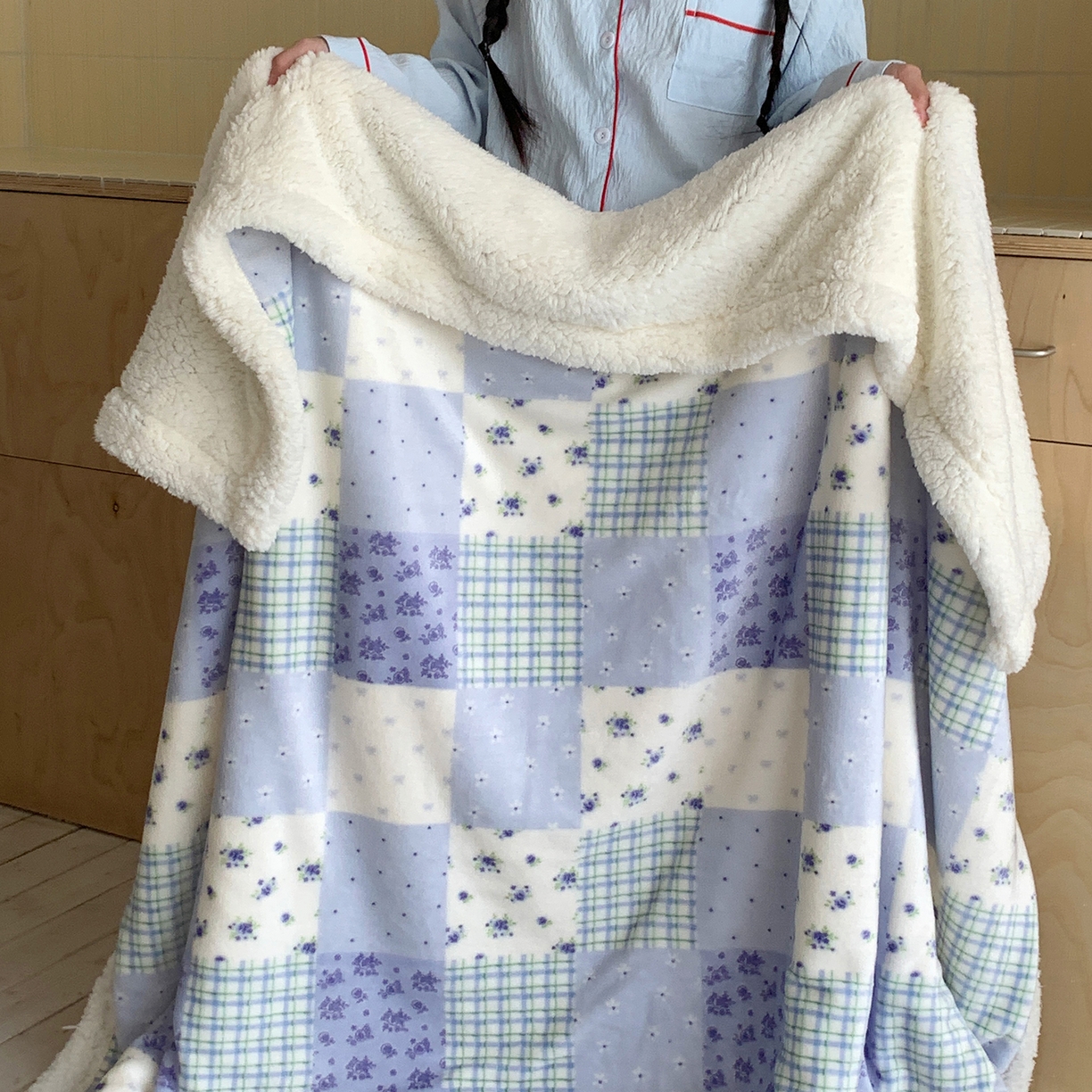 91家纺网 家纺一手货源 找家纺 桃喜 2025新款牛奶绒羊羔绒毛毯 羊羔绒-蓝风玲