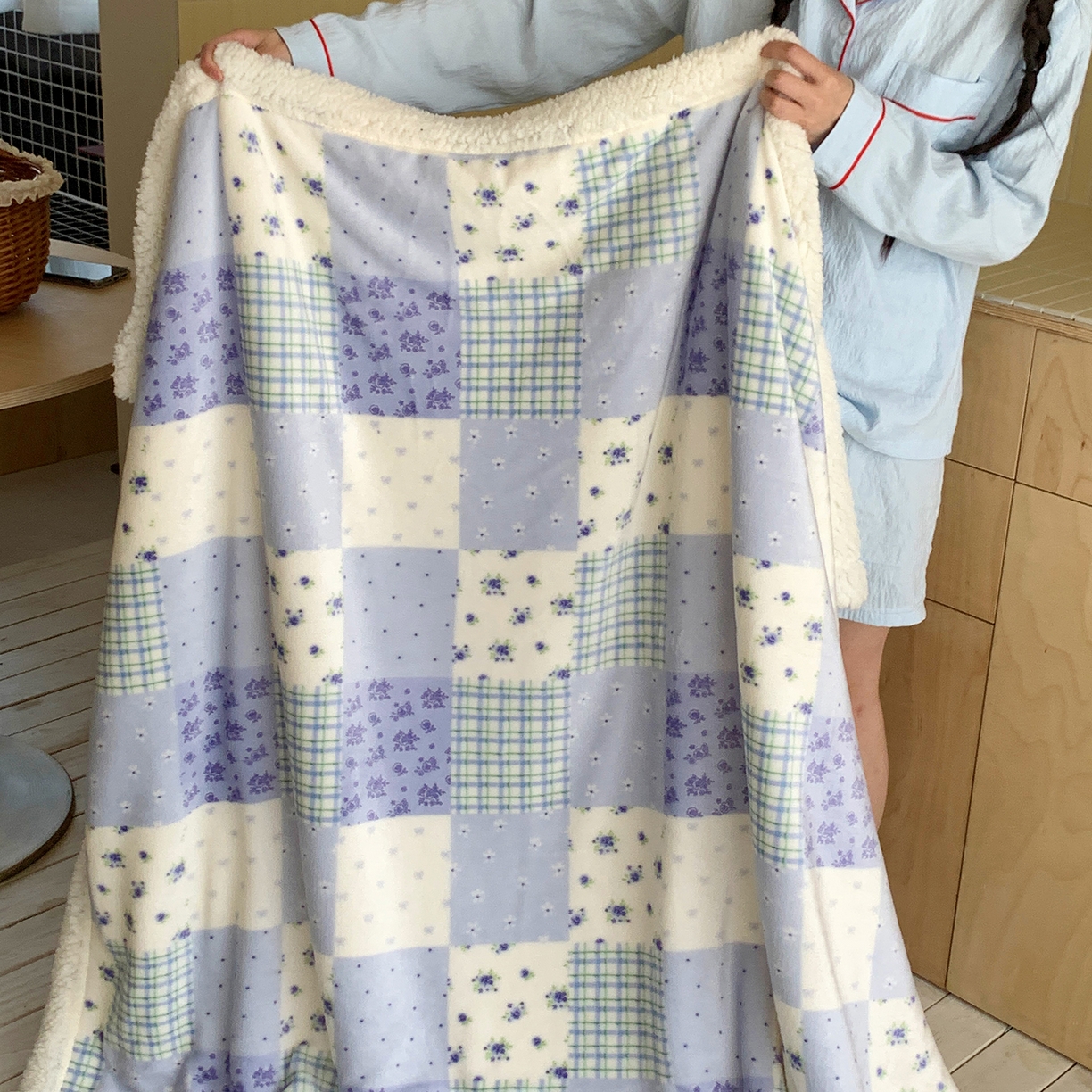 91家纺网 家纺一手货源 找家纺 桃喜 2025新款牛奶绒羊羔绒毛毯 羊羔绒-蓝风玲