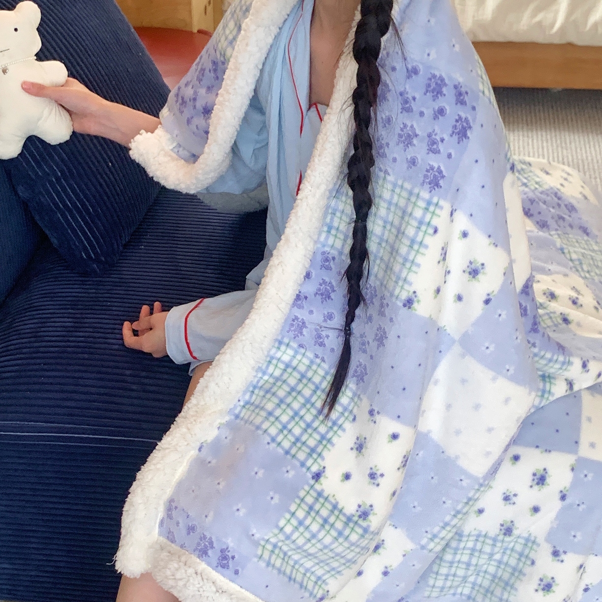 91家纺网 家纺一手货源 找家纺 桃喜 2025新款牛奶绒羊羔绒毛毯 羊羔绒-蓝风玲