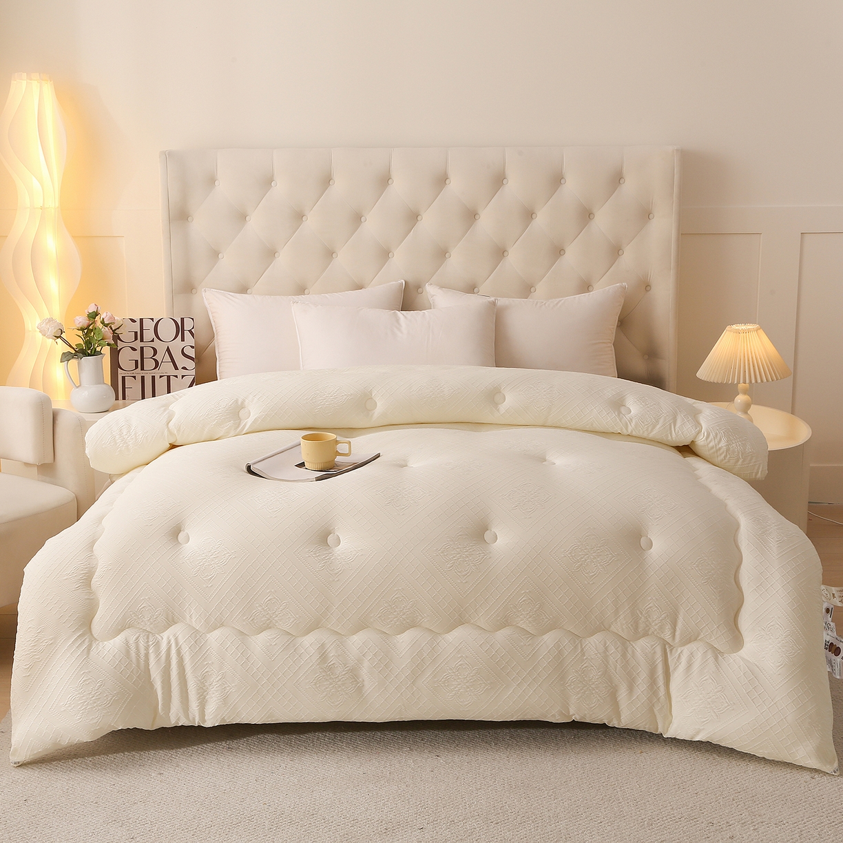 91家纺网 家纺一手货源 找家纺 （总）棉乐町家居 2025新款A类针织提花羊毛被冬被被子被芯