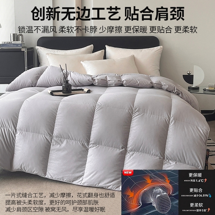 91家纺网 家纺一手货源 找家纺 晋瑞 红顶鹅绒馆 2025新款克洛里斯无边被头鹅绒被（糯感） 克洛里斯无边被头鹅绒被（糯感）灰色