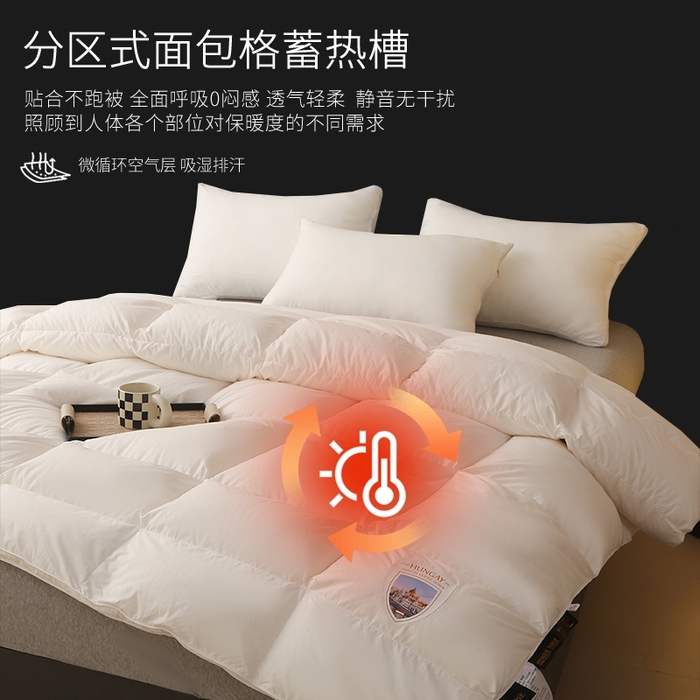 晋瑞 红顶鹅绒馆 2025新款如意面包分区鹅绒被 如意白色