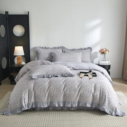 91家纺网 家纺一手货源 找家纺 （总）金纱玉纺家纺 2025韩版数码印花加厚100%棉四件套