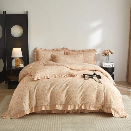 91家纺网 家纺一手货源 找家纺 （总）金纱玉纺家纺 2025韩版数码印花加厚100%棉四件套