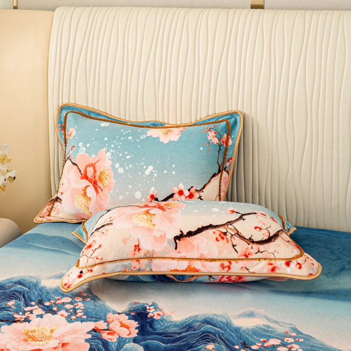 91家纺网 家纺一手货源 找家纺 念家居 2025新款高克重牛奶绒四件套保暖四件套直播爆款电商爆款 花开山间