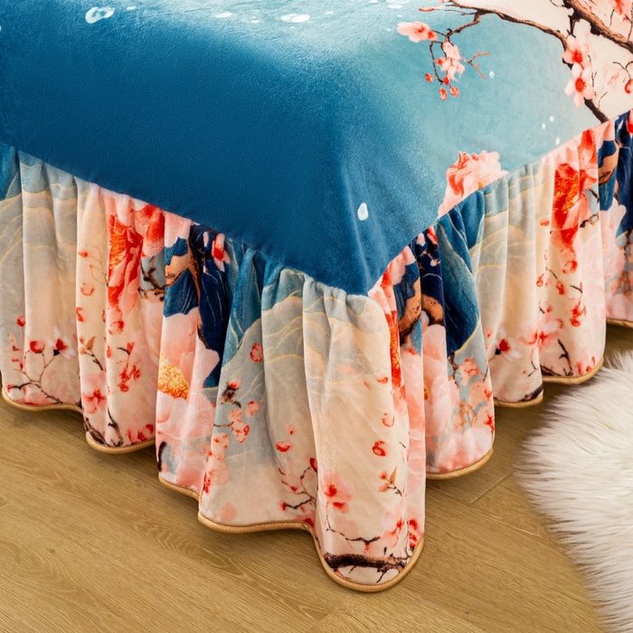 91家纺网 家纺一手货源 找家纺 念家居 2025新款高克重牛奶绒四件套保暖四件套直播爆款电商爆款 花开山间