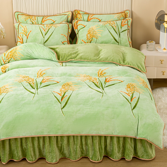 91家纺网 家纺一手货源 找家纺 念家居 2025新款高克重牛奶绒四件套保暖四件套直播爆款电商爆款 麦收