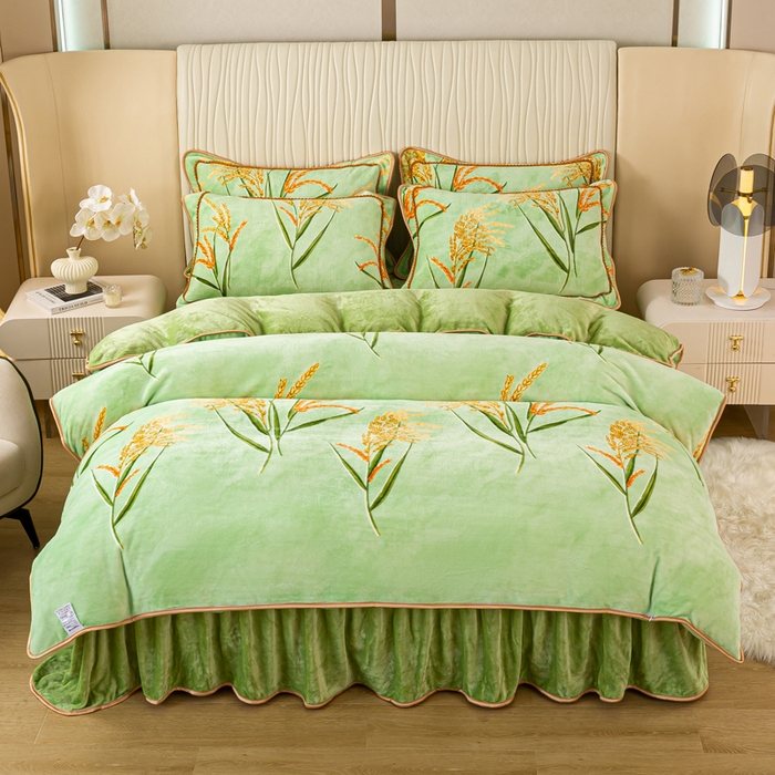 91家纺网 家纺一手货源 找家纺 念家居 2025新款高克重牛奶绒四件套保暖四件套直播爆款电商爆款 麦收