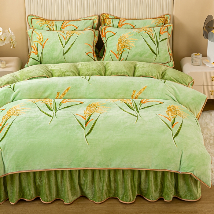 91家纺网 家纺一手货源 找家纺 念家居 2025新款高克重牛奶绒四件套保暖四件套直播爆款电商爆款 麦收