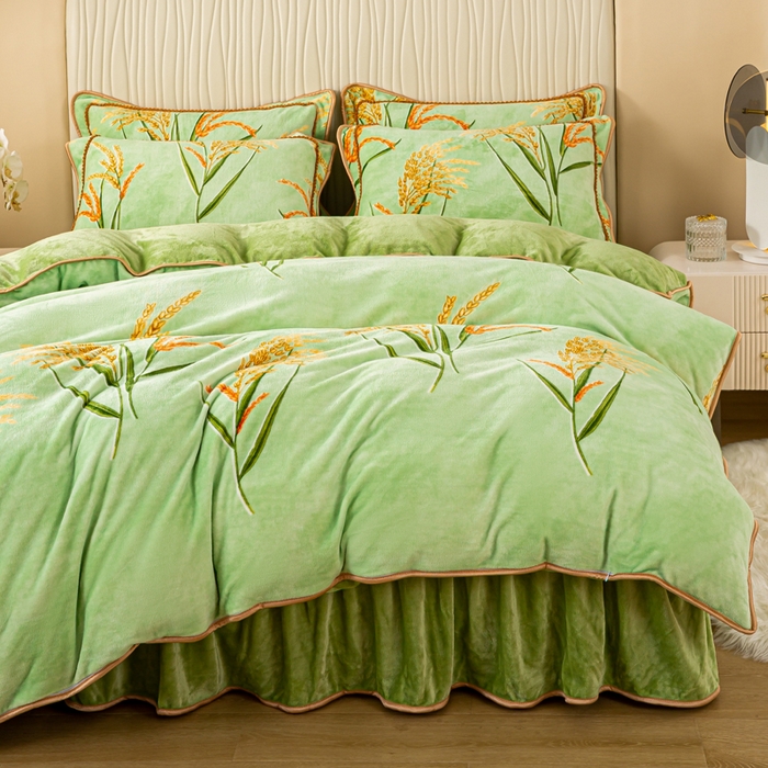 91家纺网 家纺一手货源 找家纺 念家居 2025新款高克重牛奶绒四件套保暖四件套直播爆款电商爆款 麦收