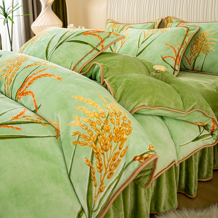 91家纺网 家纺一手货源 找家纺 念家居 2025新款高克重牛奶绒四件套保暖四件套直播爆款电商爆款 麦收