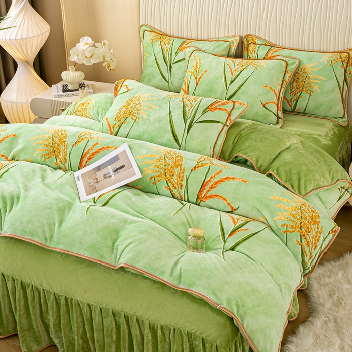 91家纺网 家纺一手货源 找家纺 念家居 2025新款高克重牛奶绒四件套保暖四件套直播爆款电商爆款 麦收