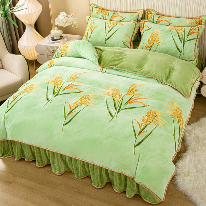 91家纺网 家纺一手货源 找家纺 念家居 2025新款高克重牛奶绒四件套保暖四件套直播爆款电商爆款 麦收