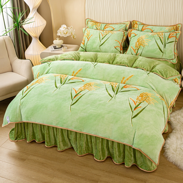 91家纺网 家纺一手货源 找家纺 念家居 2025新款高克重牛奶绒四件套保暖四件套直播爆款电商爆款 麦收