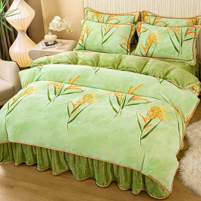 念家居 2025新款高克重牛奶绒四件套保暖四件套直播爆款电商爆款 麦收