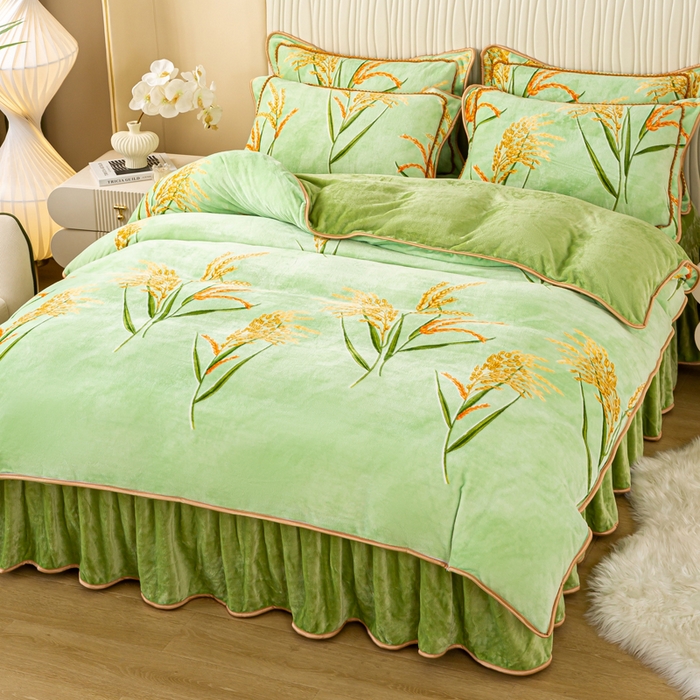 91家纺网 家纺一手货源 找家纺 念家居 2025新款高克重牛奶绒四件套保暖四件套直播爆款电商爆款 麦收